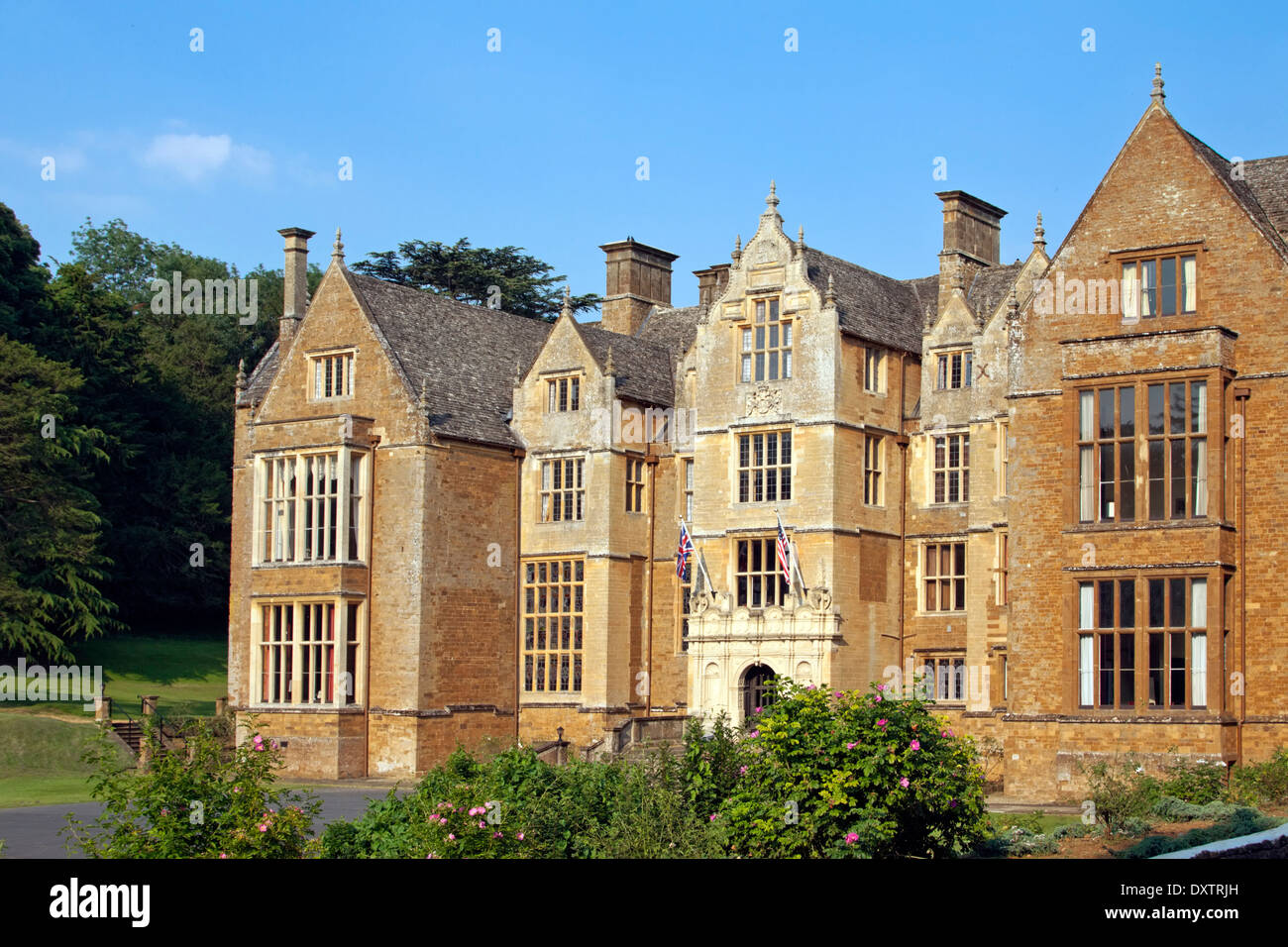 Façade of Wroxton Abbey, a Jacobean house, Wroxton, Oxfordshire, England, Great Britain. Stock Photo
