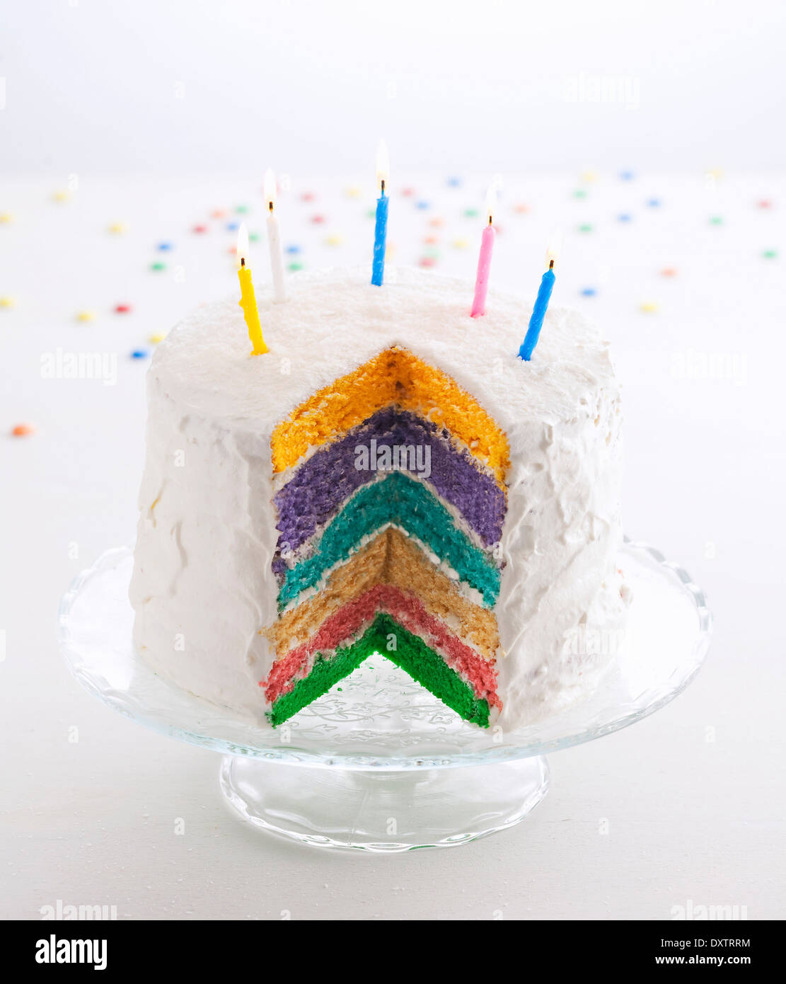 Rainbow birthday cake Stock Photo - Alamy