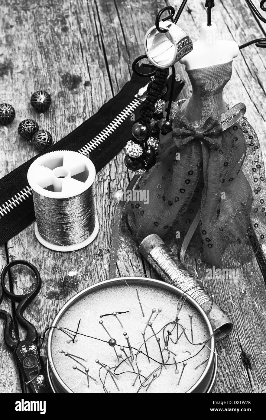 Deprecated Tools For Sewing Monochrome Style Stock Photo Alamy