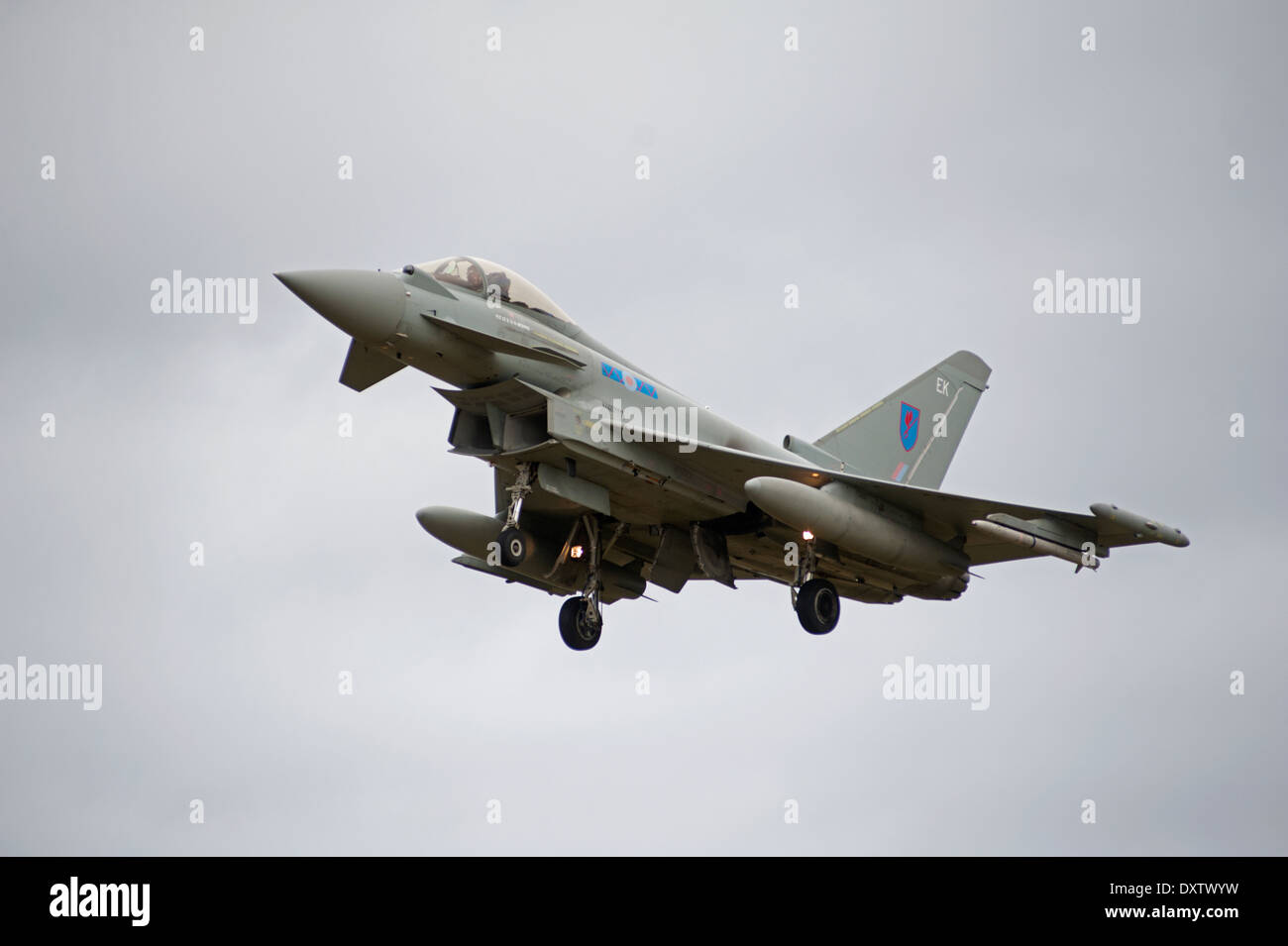 Eurofighter Typhoon RAF No 6 Squadron on exercise at RAF Lossiemouth.  SCO 9023 Stock Photo