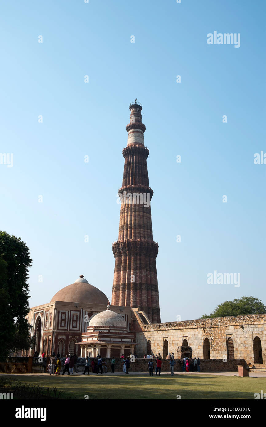 India, Uttar Pradesh, New Delhi, Qutab Minar Stock Photo