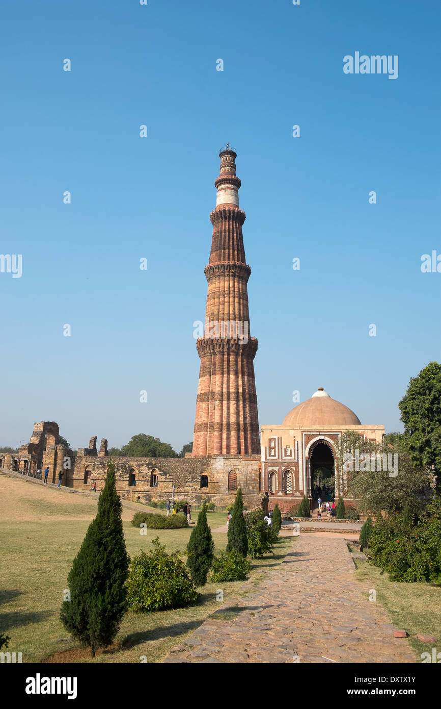 India, Uttar Pradesh, New Delhi, Qutab Minar Stock Photo