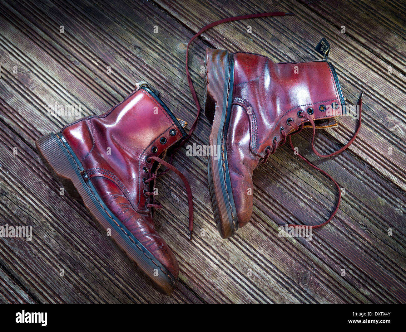 Dr Martens Leather Lace up Boots. Stock Photo