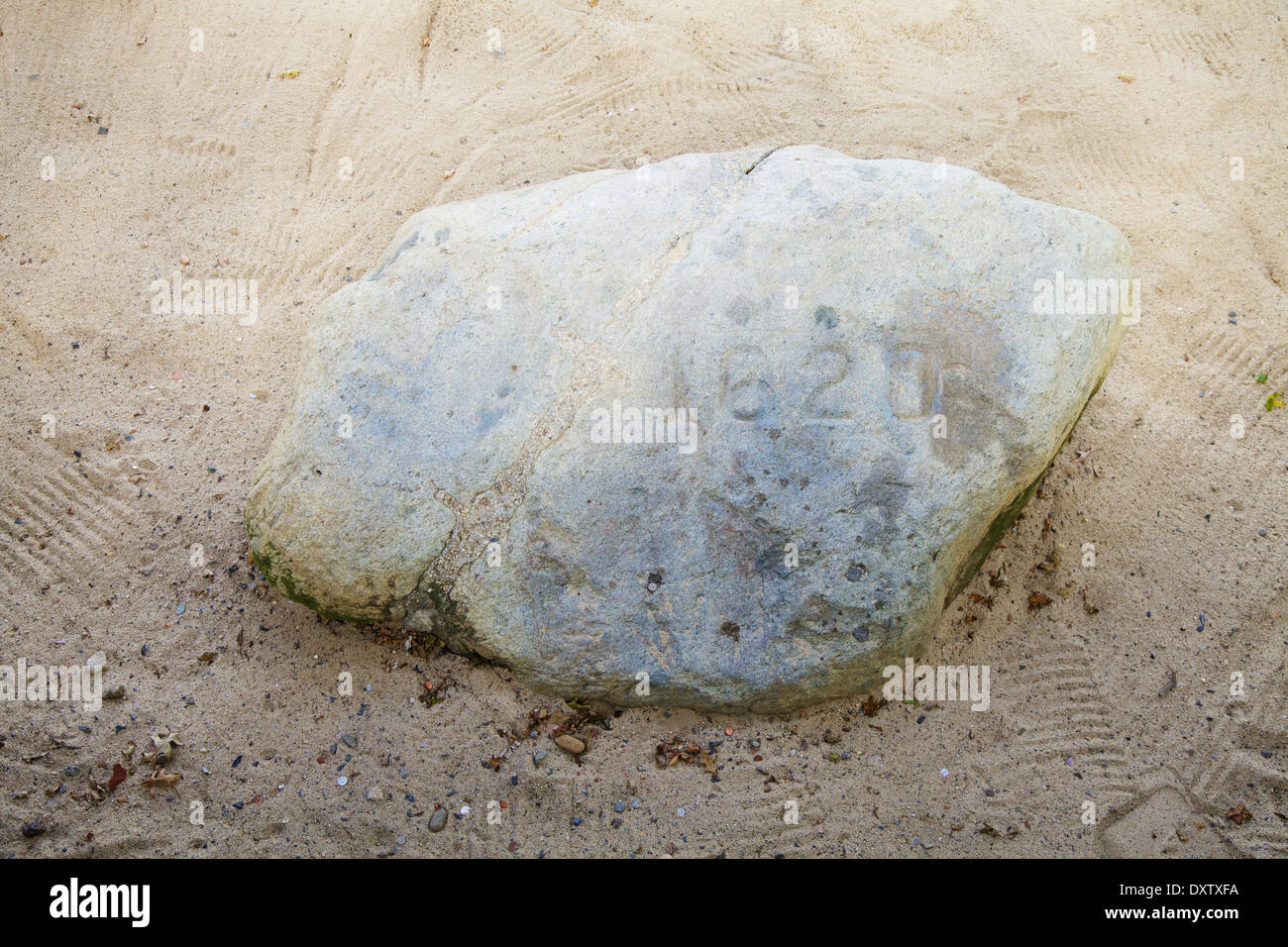 Plymouth Rock, site of the Mayflower landing; Plymouth, Massachusetts, United States of America Stock Photo
