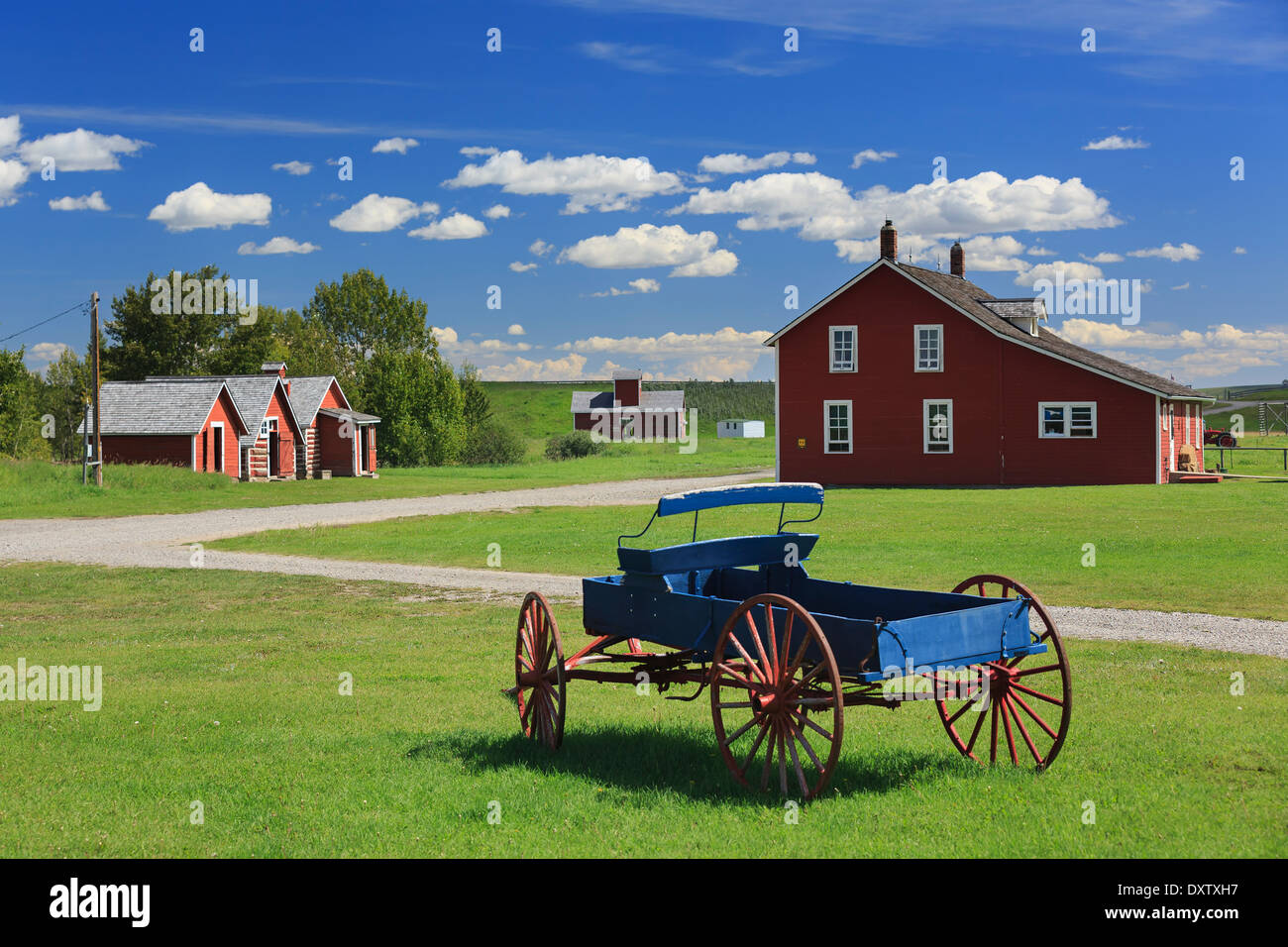 Western wagon at Bar U Ranch, National Historic Site of Canada; Alberta, Canada Stock Photo
