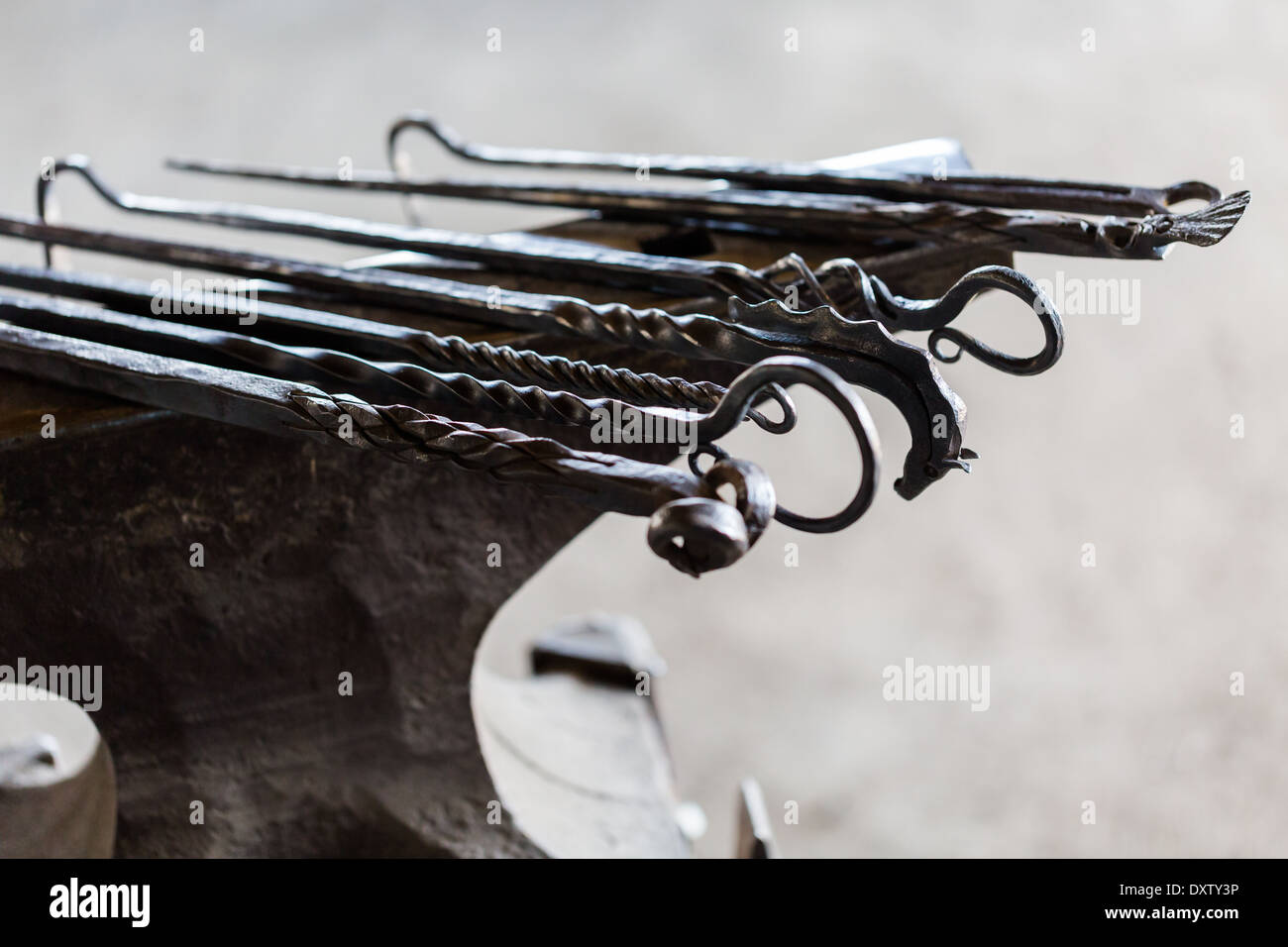 Objects made from iron by blacksmith Stock Photo Alamy