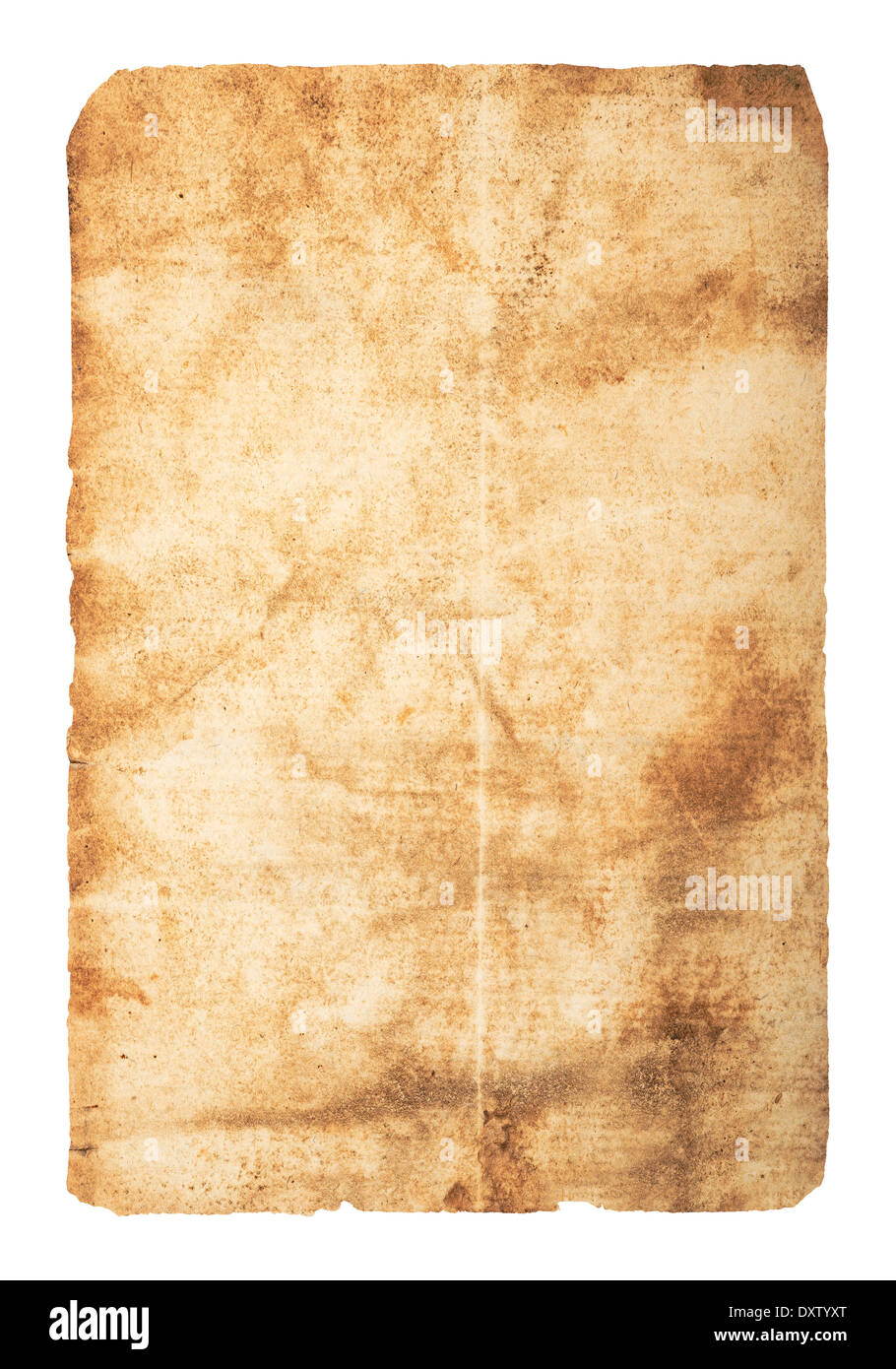 Dirty old scratched parchment with jagged edges isolated on white Stock Photo