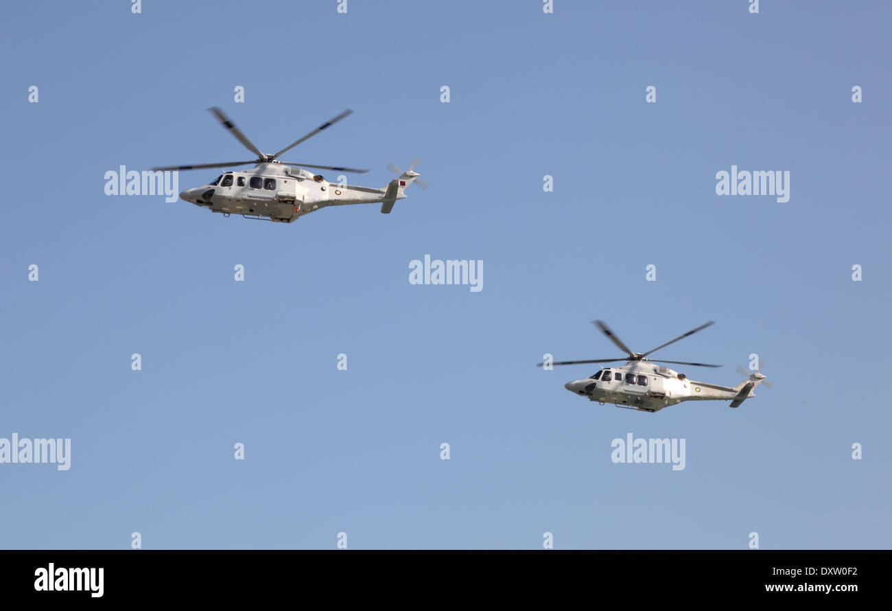 Army helicopters at the airshow in Doha, Qatar, Middle East Stock Photo
