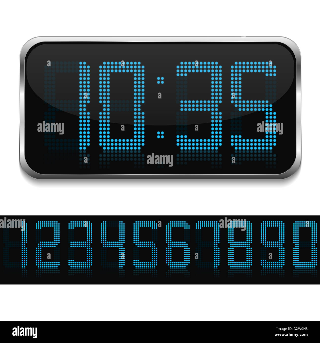 Blue digital clock Stock Photo