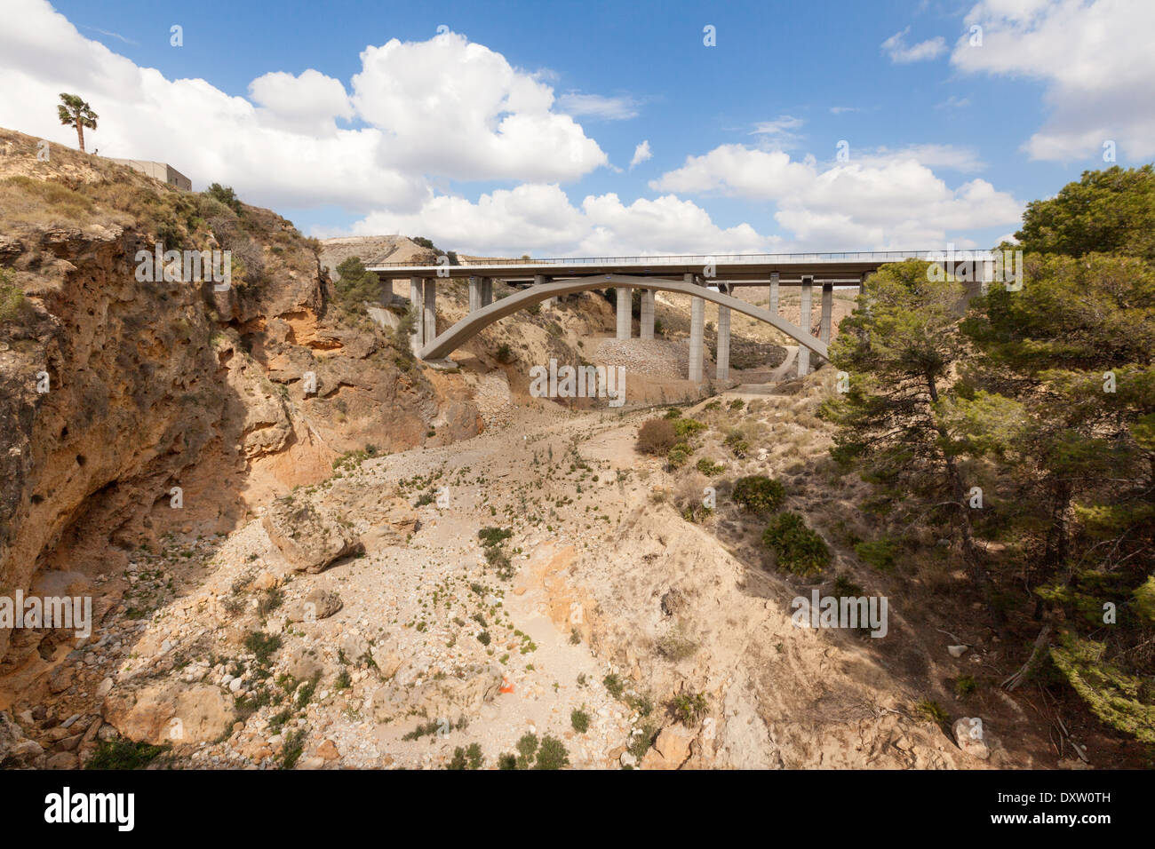 Dried up river bed in Almeria, Andalusia, South Spain, Europe Stock Photo