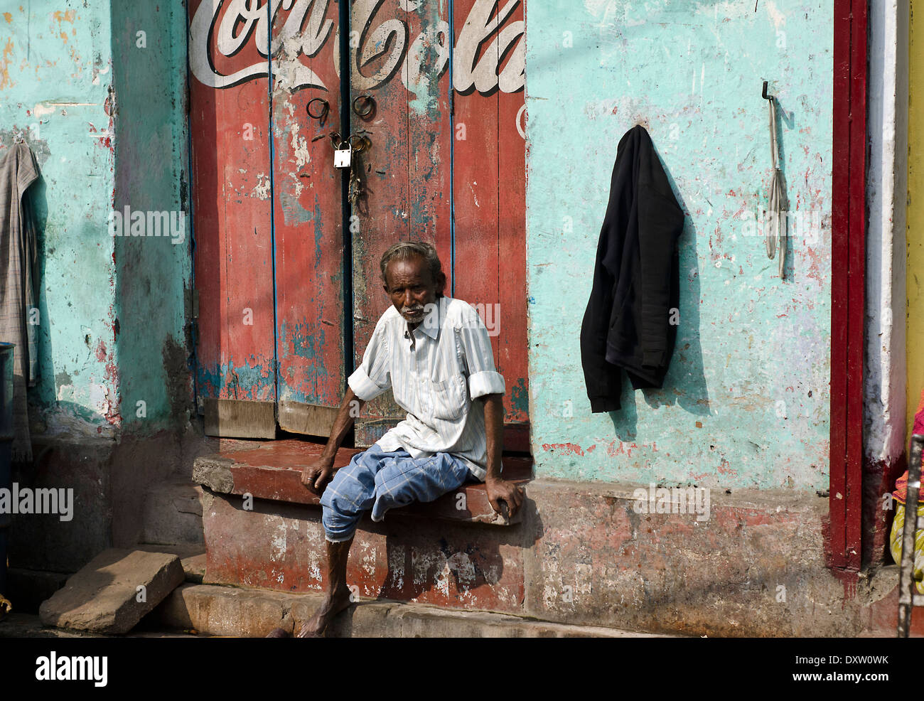 Man on street of Kolkata Stock Photo