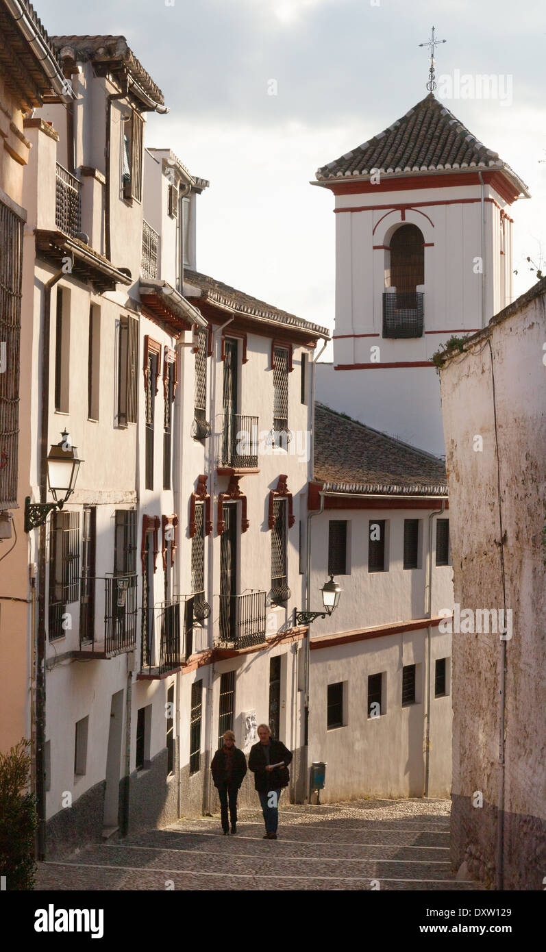 Back street scene, Granada Andalusia Spain Europe Stock Photo