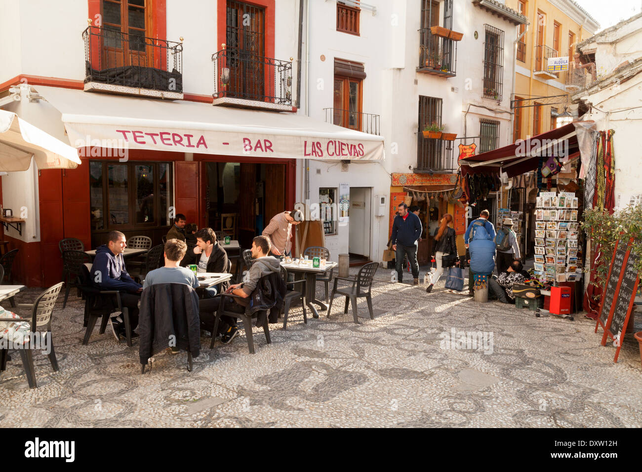 People drinking at a bar, Granada, Andalusia, Spain Europe Stock Photo