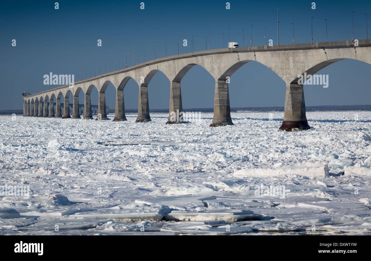 A winter view of the Confederation Bridge that links Prince Edward