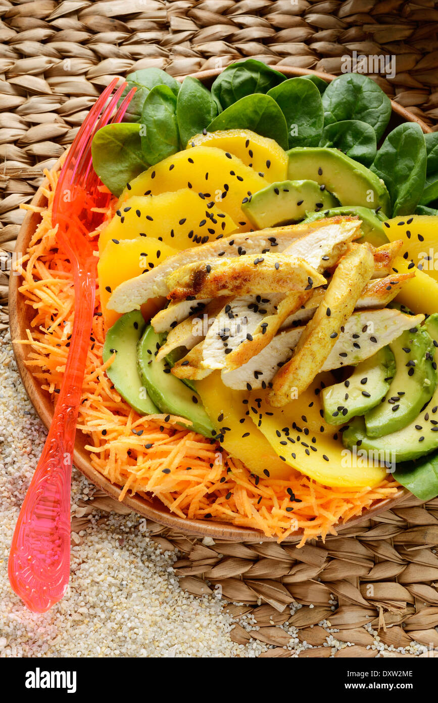 Chicken and mango exotic salad Stock Photo