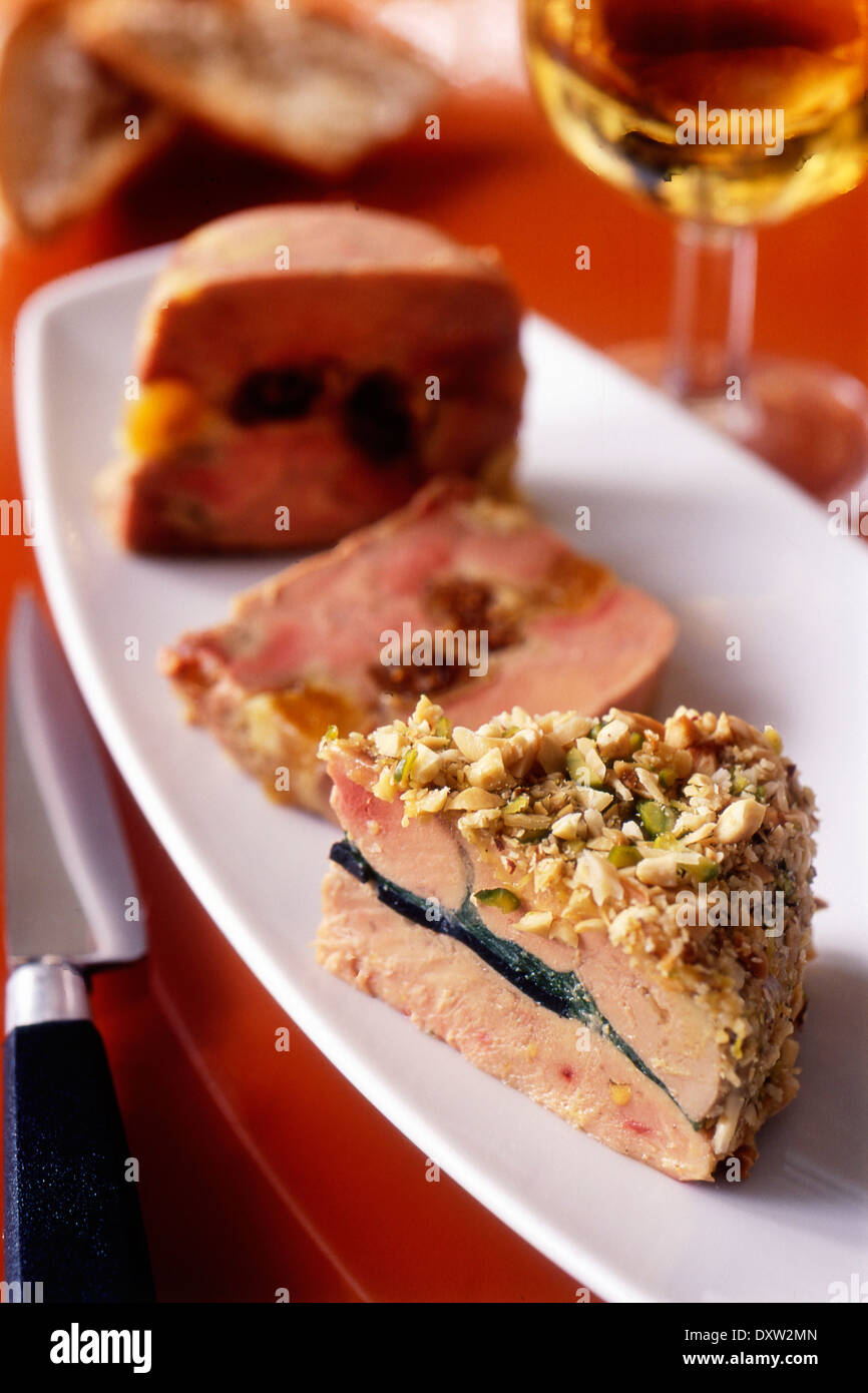 Different flavored foie gras Stock Photo