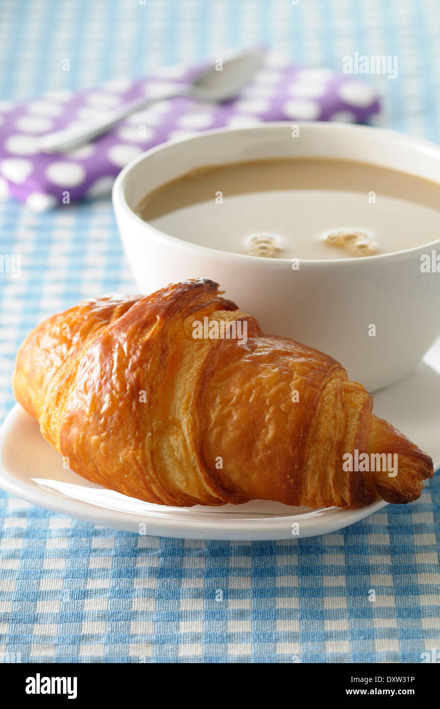 Croissant and white coffee Stock Photo
