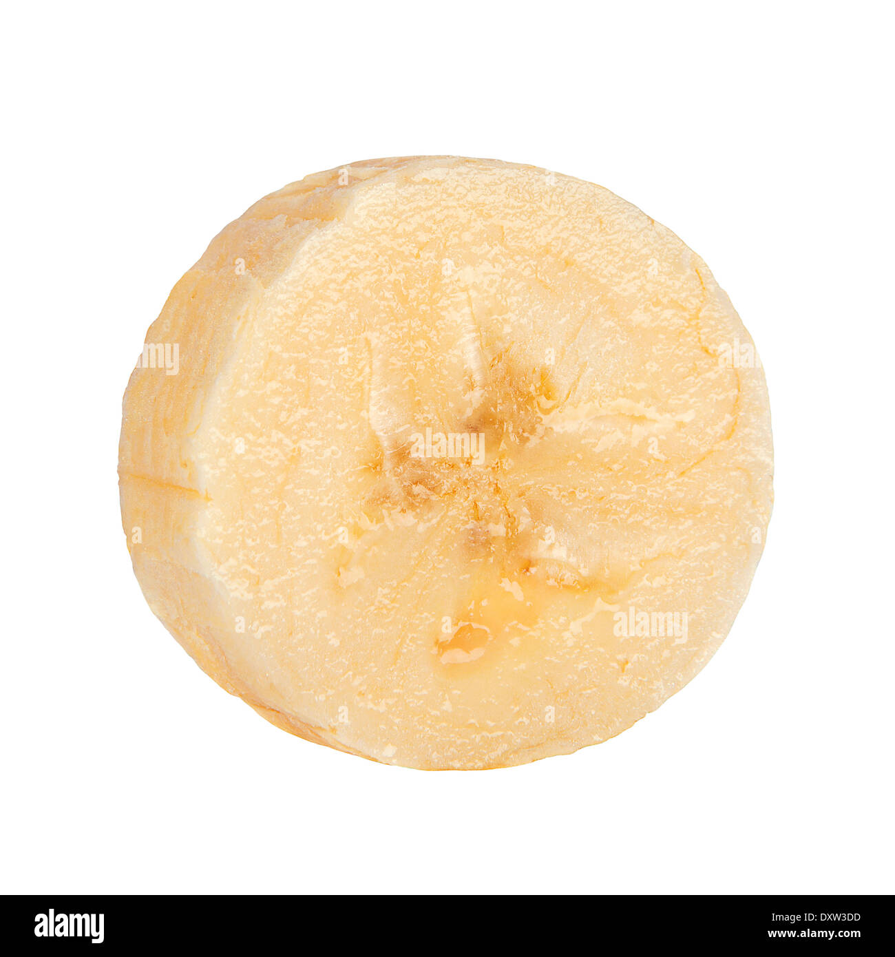 Banana slice closeup isolated on white background Stock Photo