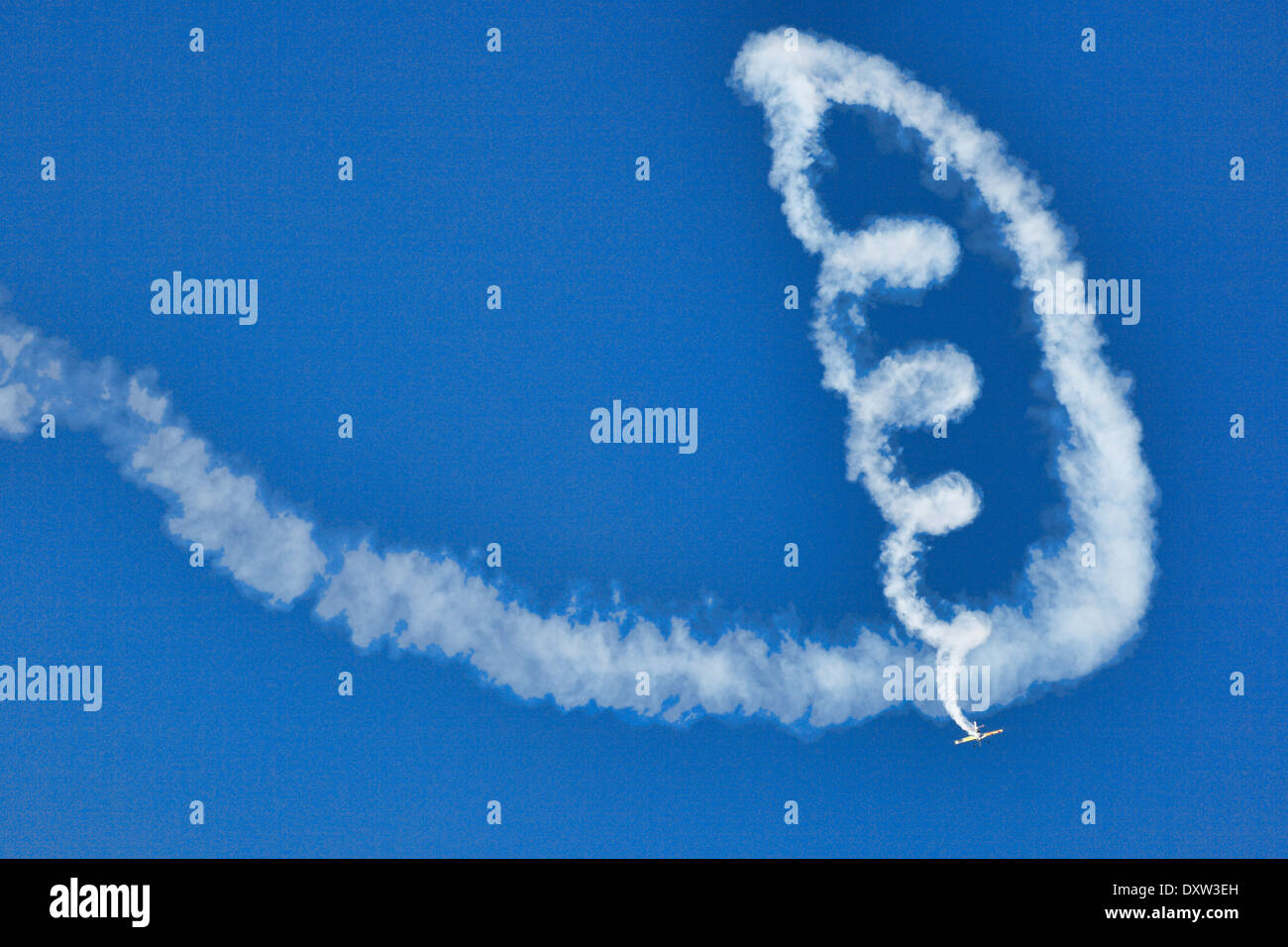 Aerobatic Airplane performance during Air Show in Athens, Greece Stock Photo