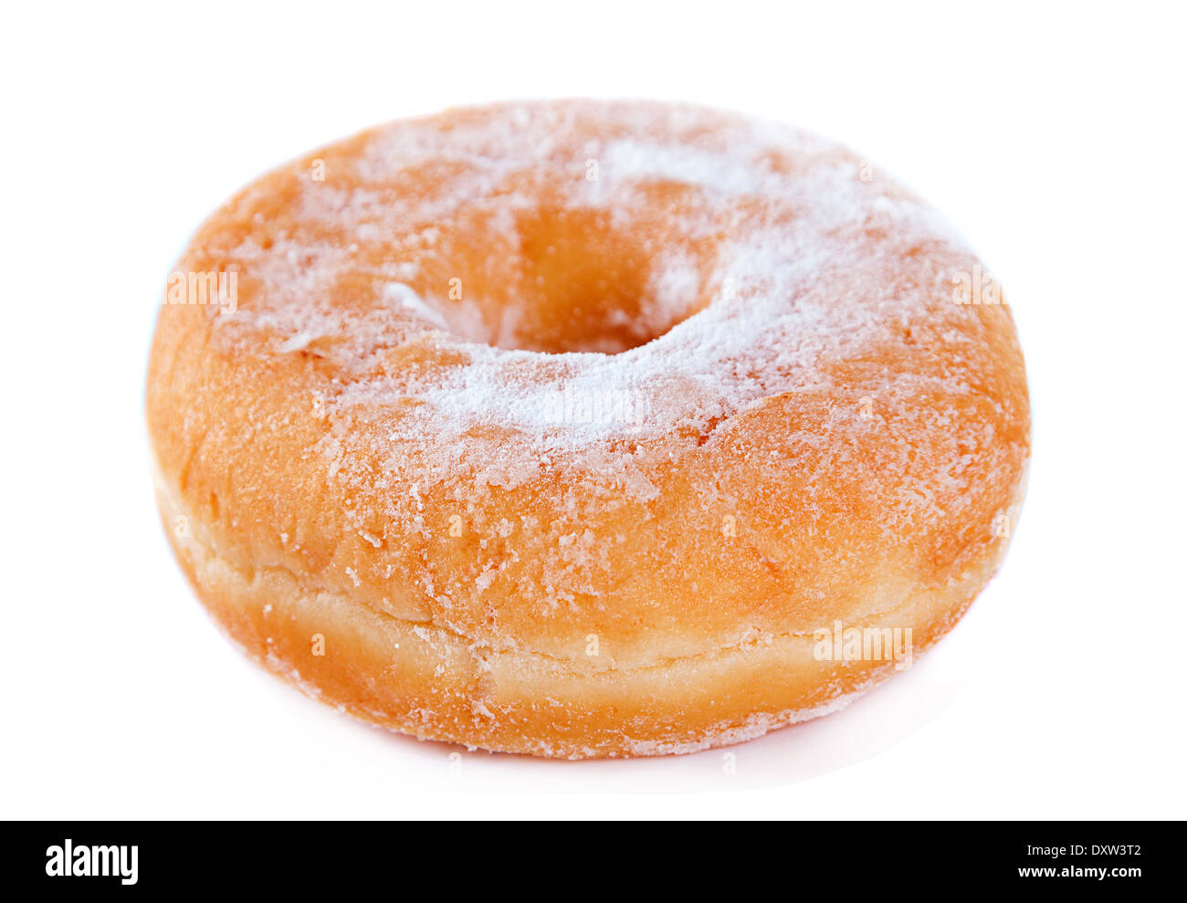 Doughnut powdered sugar isolated on white Stock Photo