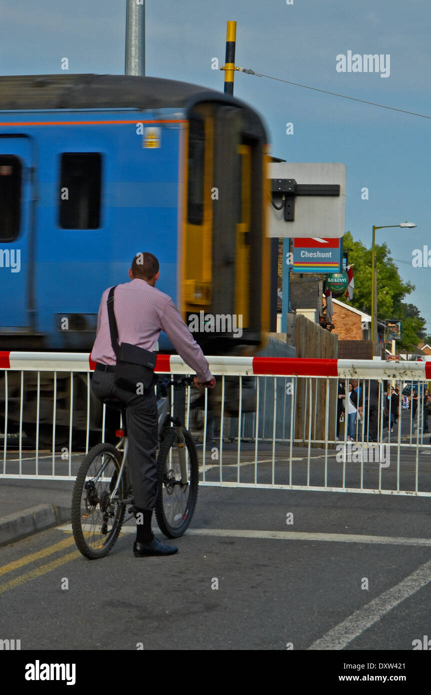 Commuters cycling to work on an urban street Stock Photo
