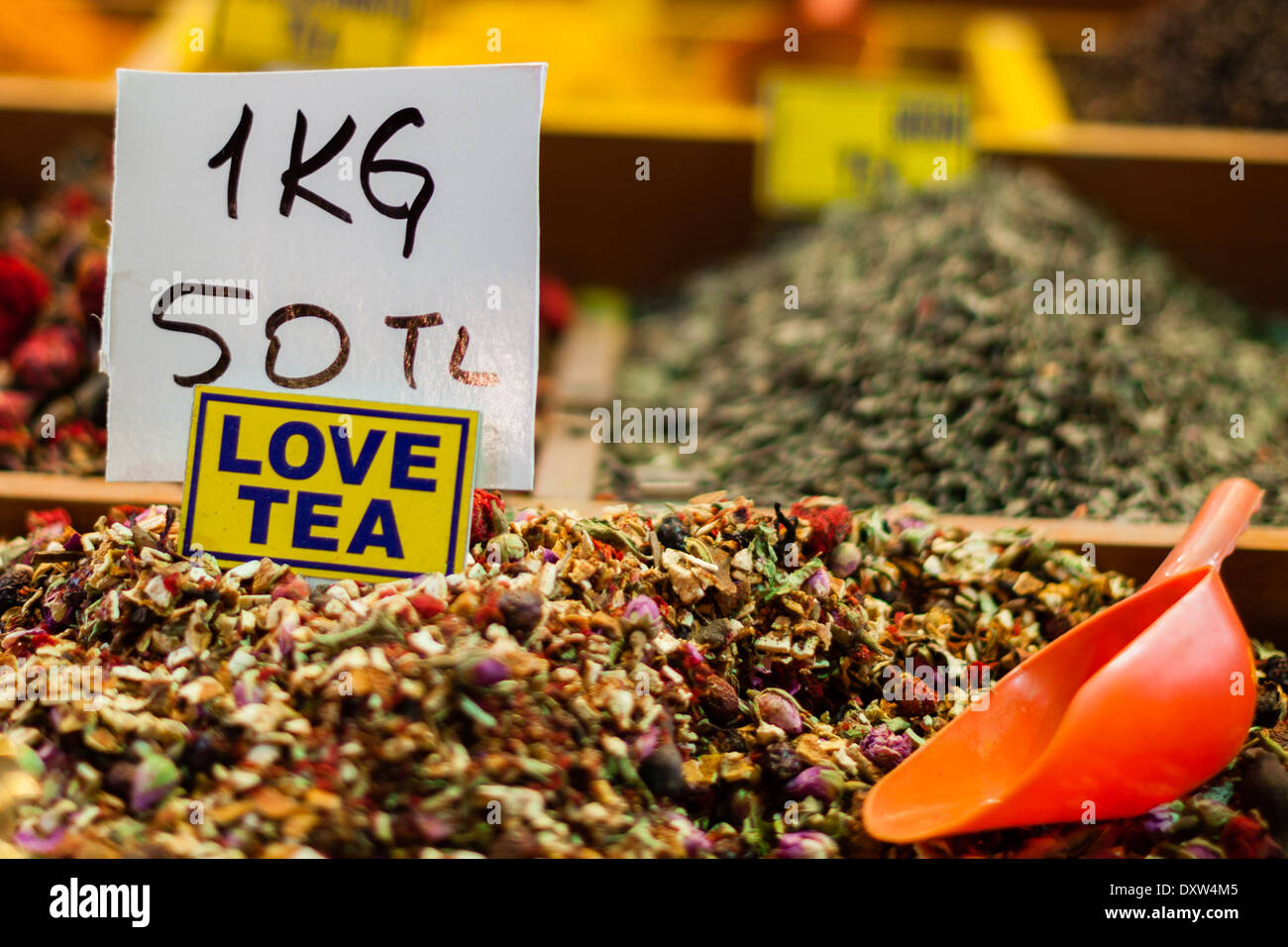 Love tea mixture in turkish market stall Stock Photo Alamy