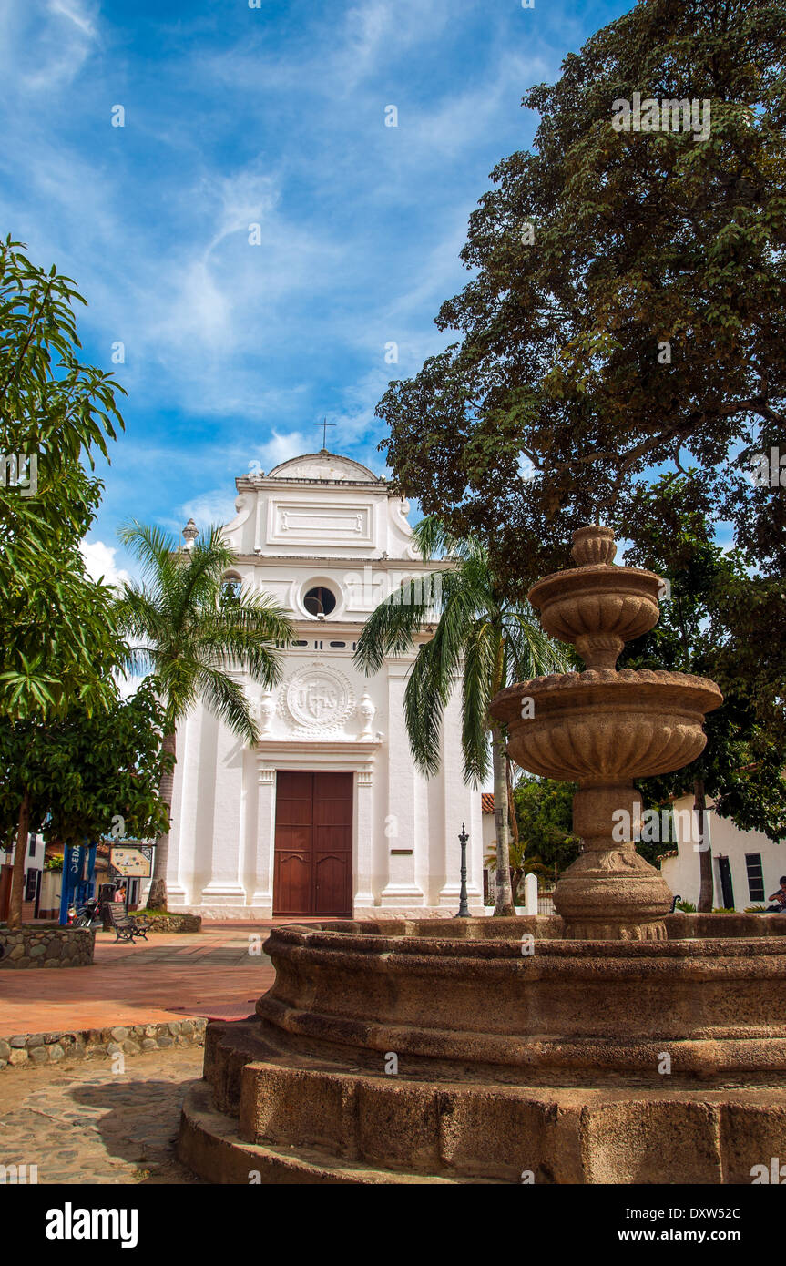 A white church in Santa Fe de Antioquia, Colombia Stock Photo