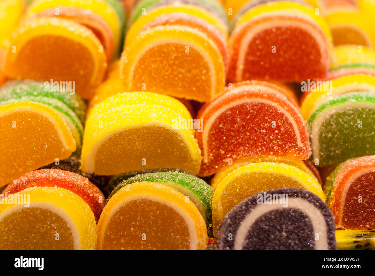 Colorful Sweets in turkish market stall Stock Photo