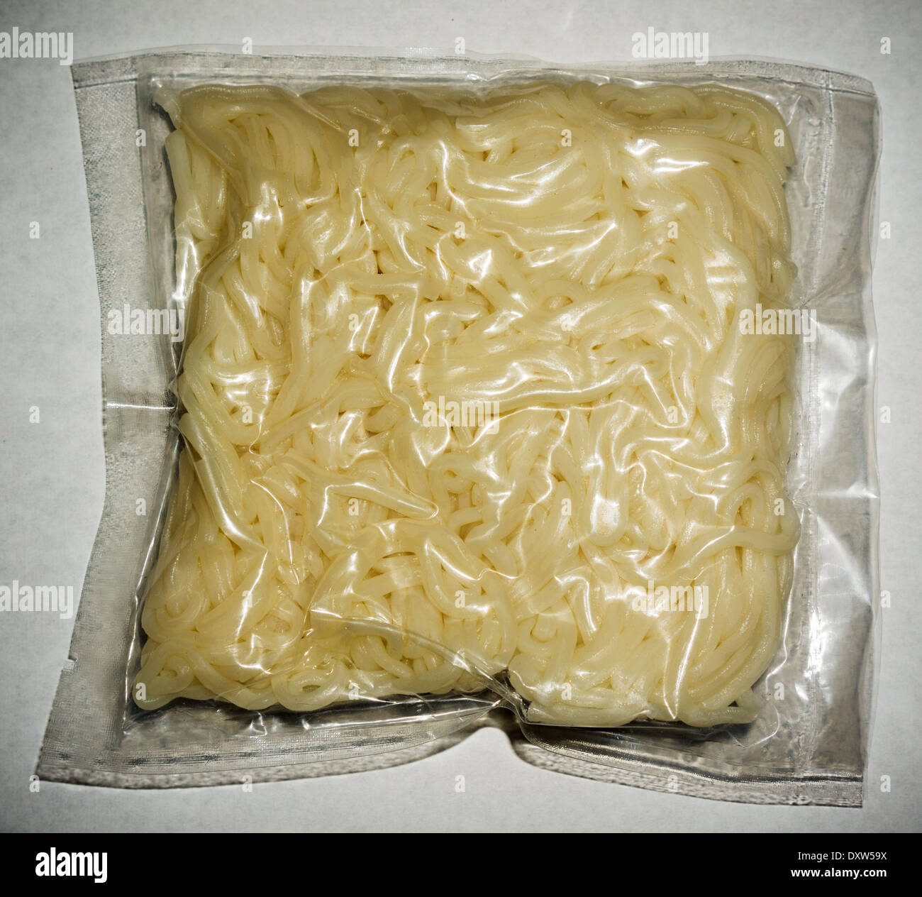 Packaged noodles in a vacuum packed plastic bag. (© Richard B. Levine
