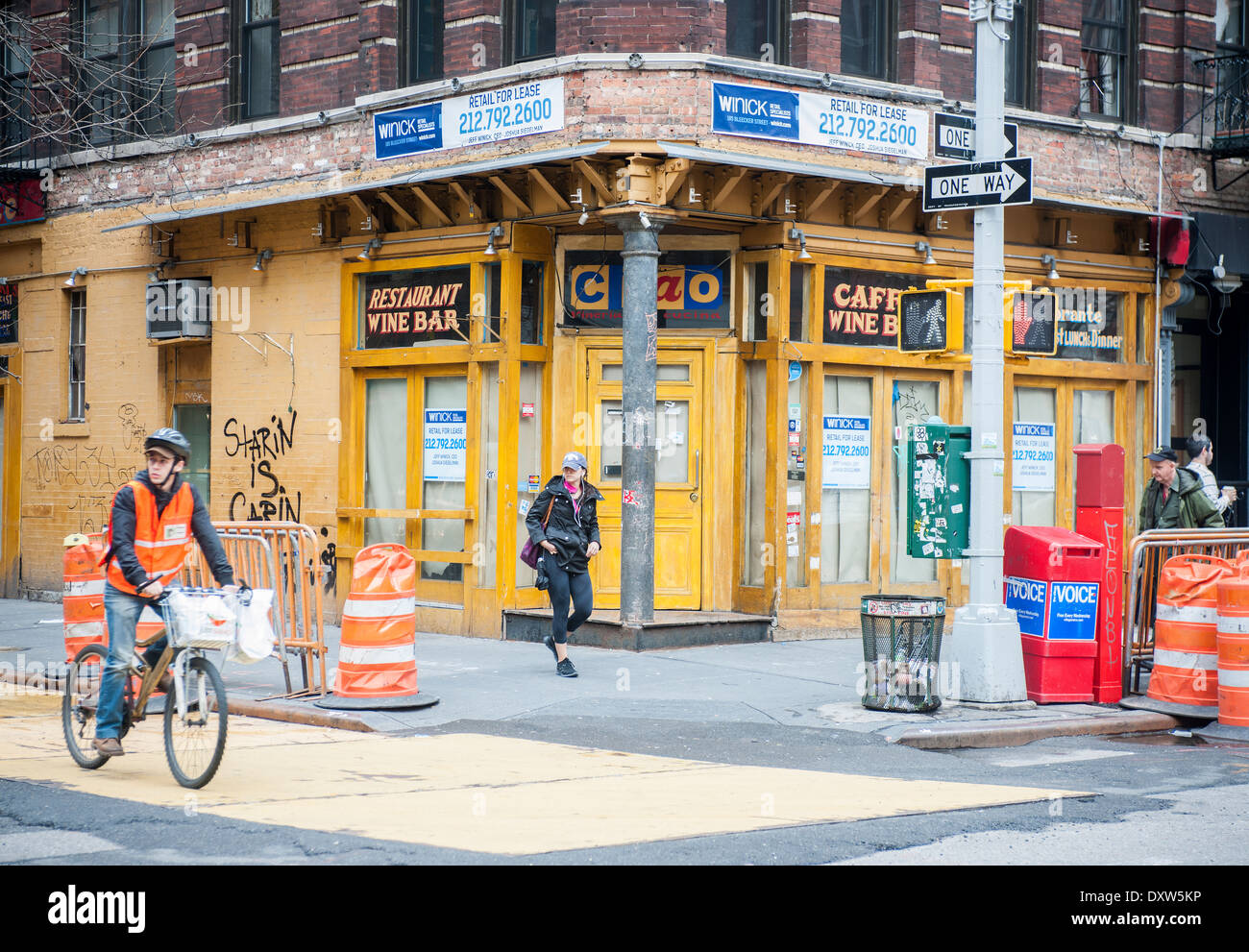 The closed Ciao Caffe wine bar on the corner of Bleecker and MacDougal