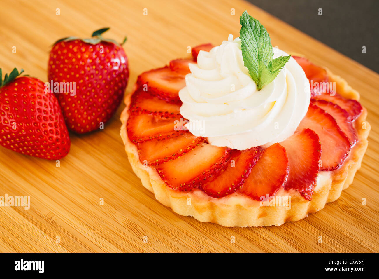 Organic Healthy All Natural Delicious Strawberry Tart Dessert Stock