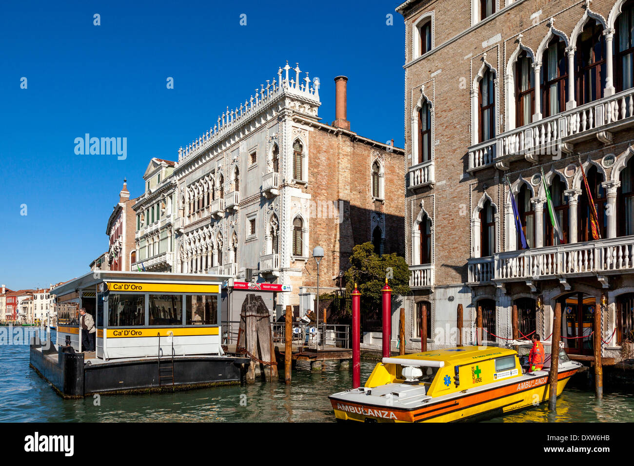 Ambulance On The Grand Canal, Venice, Italy Stock Photo