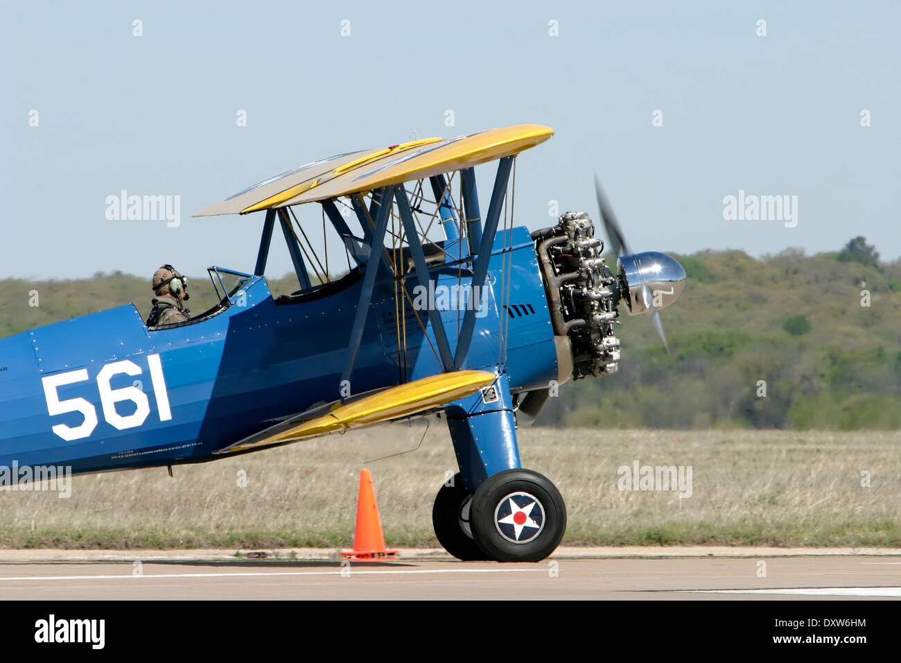 Airshow Featuring the 1943 Boeing A75N1 PT17 Biplane Stock Photo