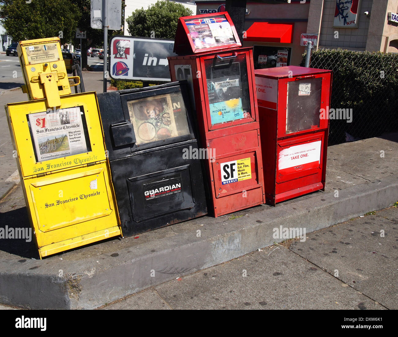 news boxes, San Francisco, California Stock Photo