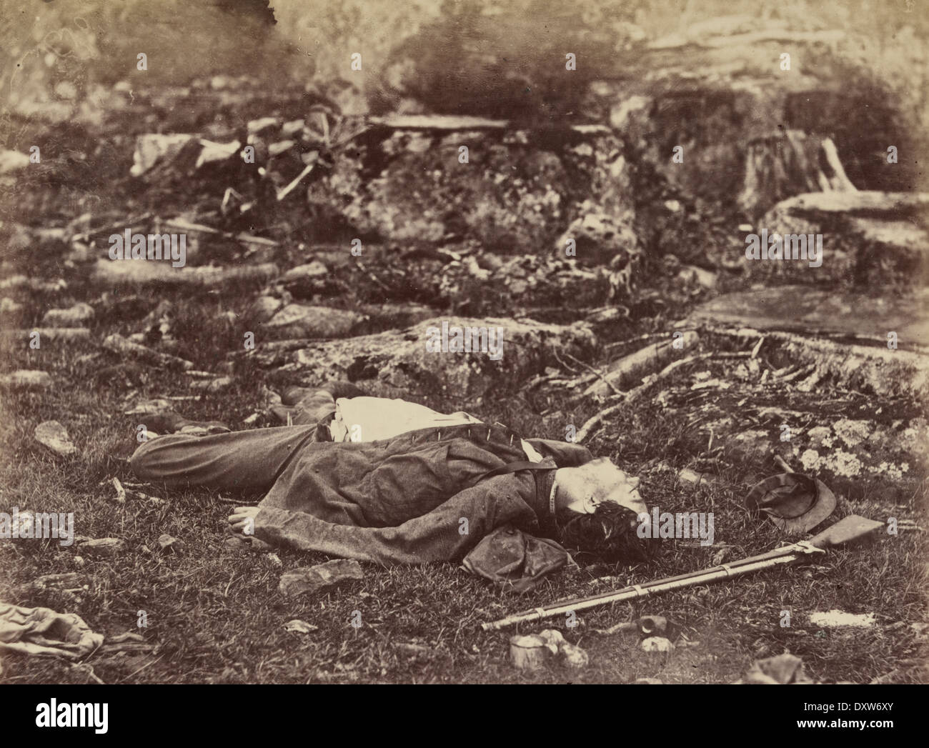 A sharpshooter's last sleep, Gettysburg, Pennsylvania, July 1863 Stock Photo