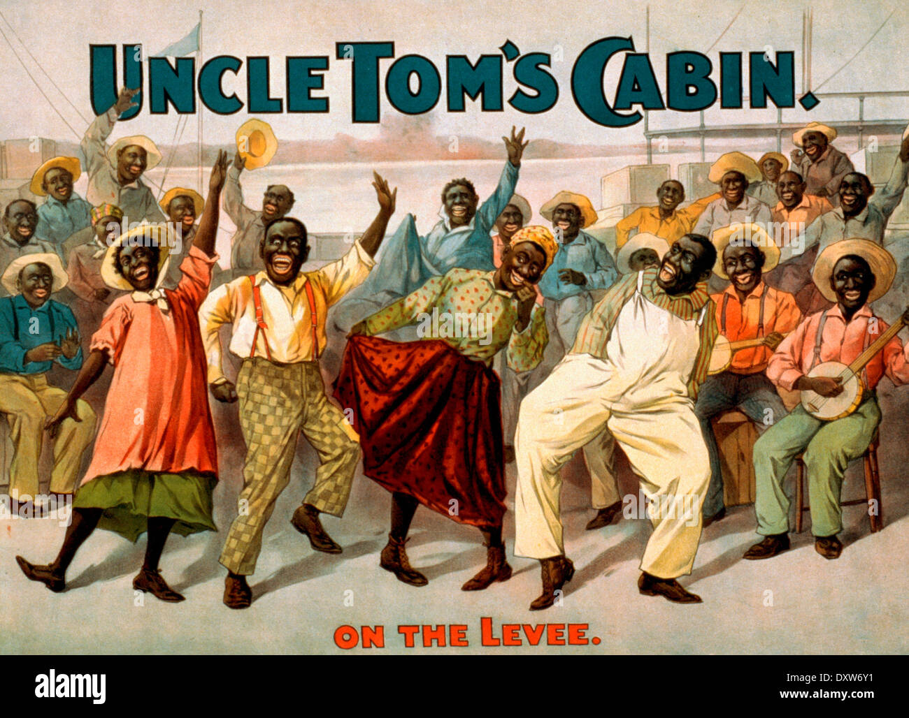 Uncle Tom's cabin, on the levee - Advertisement for play based on famous novel, circa 1899 Stock Photo