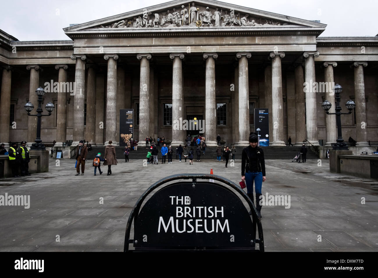 The British Museum entrance. London, UK Stock Photo