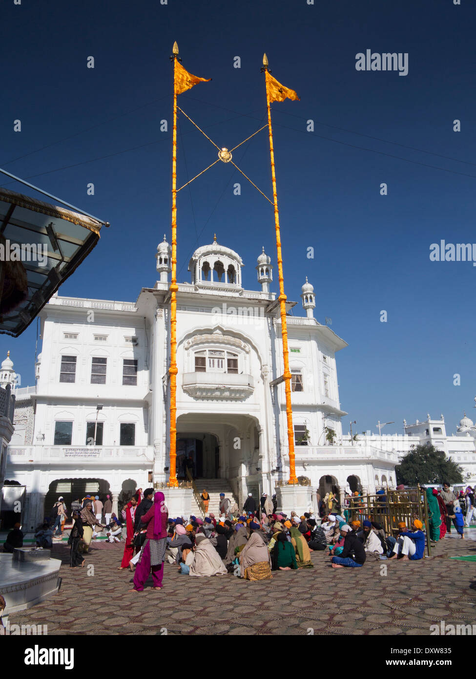 India, Punjab, Amritsar, Sri Harmandir or Darbar Sahib, Golden Temple Gurdwara, worshippers praying Stock Photo