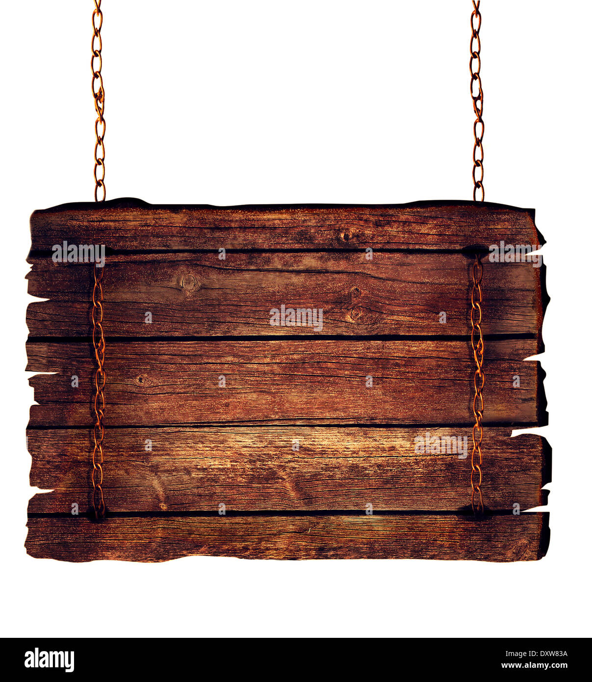 Design elements. 3D wooden plank sign. Rustic wood board Stock Photo