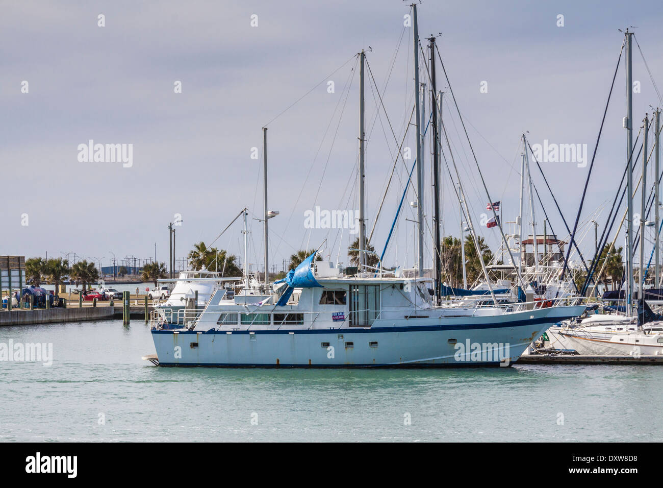 Fishing Boat for sale in harbor at Port Aransas, Texas Stock Photo Alamy
