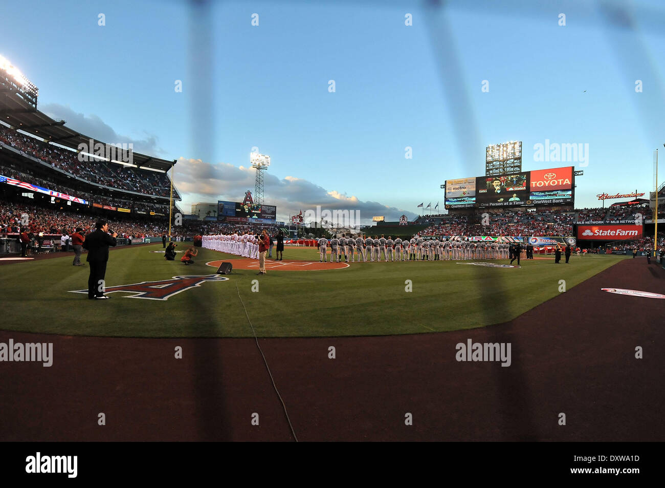 Night baseball game national anthem hires stock photography and images