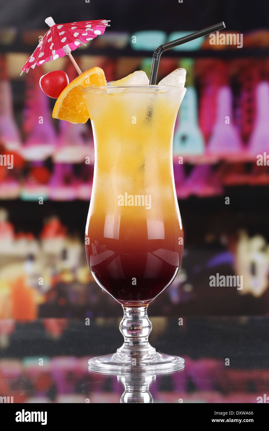 Cold Tequila Sunrise cocktail in a bar or a party Stock Photo Alamy