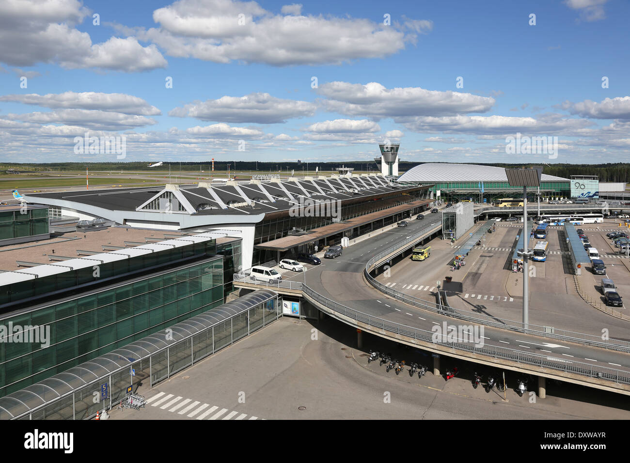 Helsinki, Finland - August 23, 2013: Overview of Helsinki Vantaa International Airport Terminal 2 (HEL) in Helsinki, Finland. Stock Photo