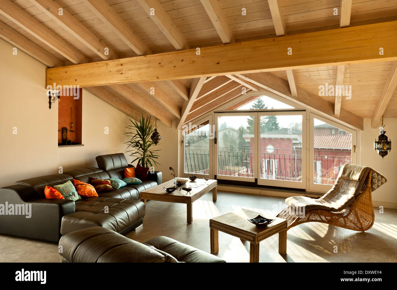 Wooden house with loft hi-res stock photography and images - Alamy
