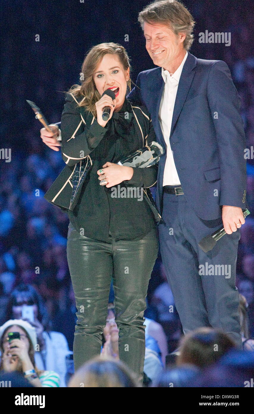 Winnipeg, Manitoba, Canada. 30th Mar, 2014. SERENA RYDER gets a hug