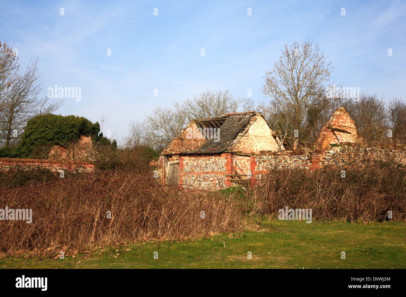 A view of an old ruined barn in the Norfolk countryside Stock Photo - Alamy