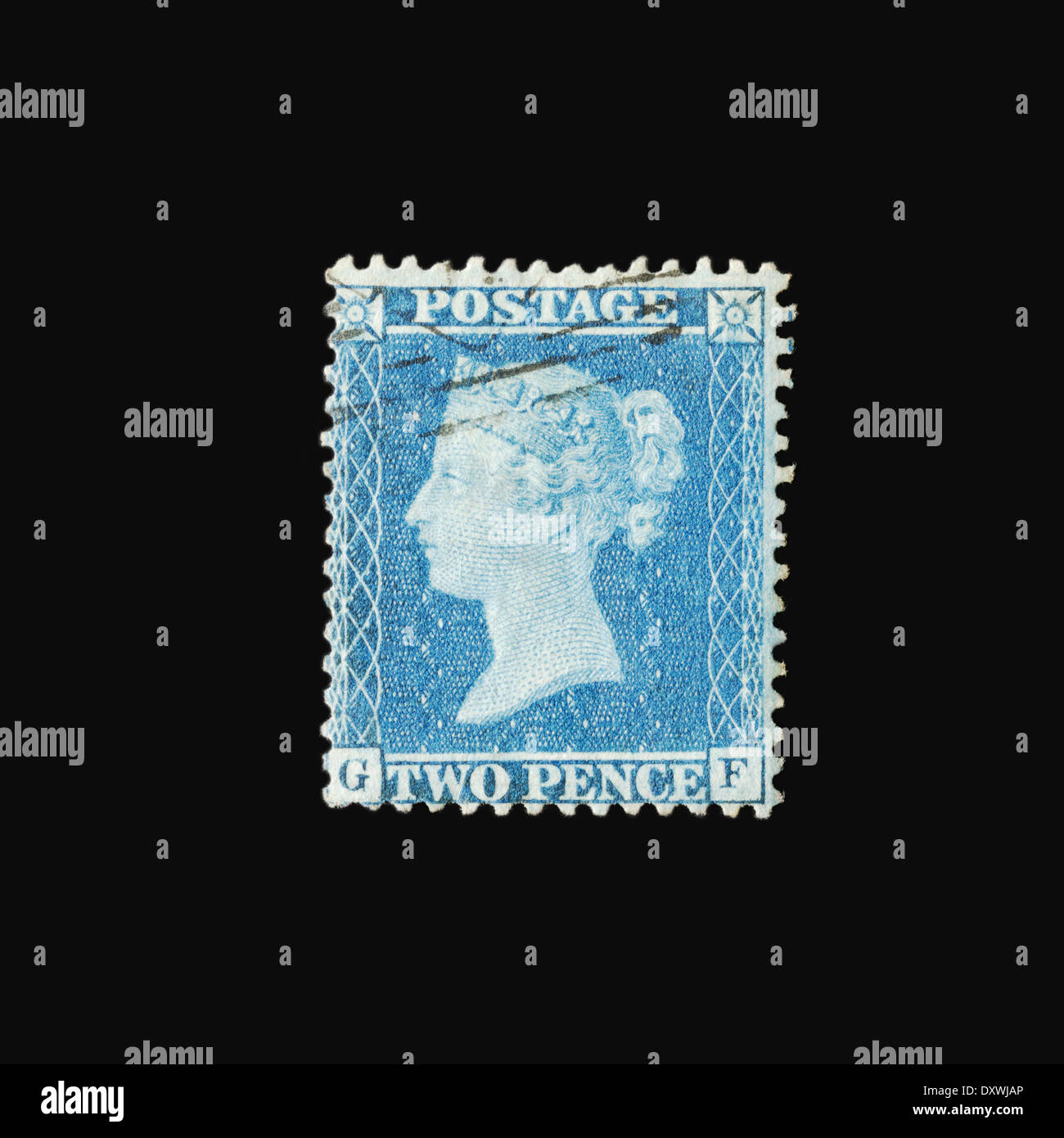 British Victorian postage stamp, value two pence, 1861 Stock Photo Alamy