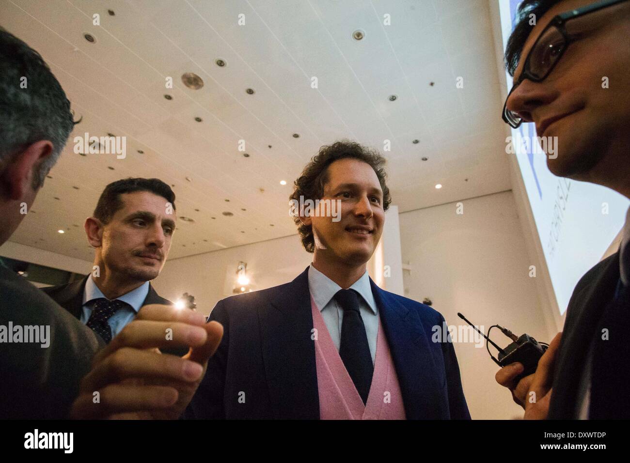 Turin, Italy. 31st Mar, 2014. John Elkan at the end of general Meeting of Fiat Shareholders, in Turin, Italy, on March 31, 2014. This is one of the last meetings before the merge of Fiat and Chrysler in the new company Fiat Chrysler Automobiles. © Mauro Ujetto/NurPhoto/ZUMAPRESS.com/Alamy Live News Stock Photo