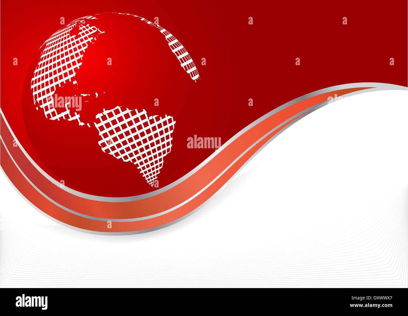 Vector red background with globe; clip-art Stock Photo - Alamy
