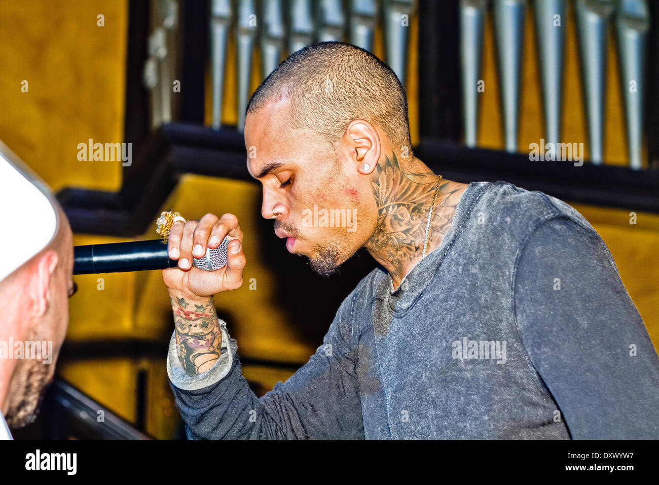 Rihanna and Chris Brown partying together around 1am at Adagio Nightclub at the aftershow party for Chris Brown's concert at o2 arena. Where: Berlin Germany When: 23 Nov 2012 Stock Photo